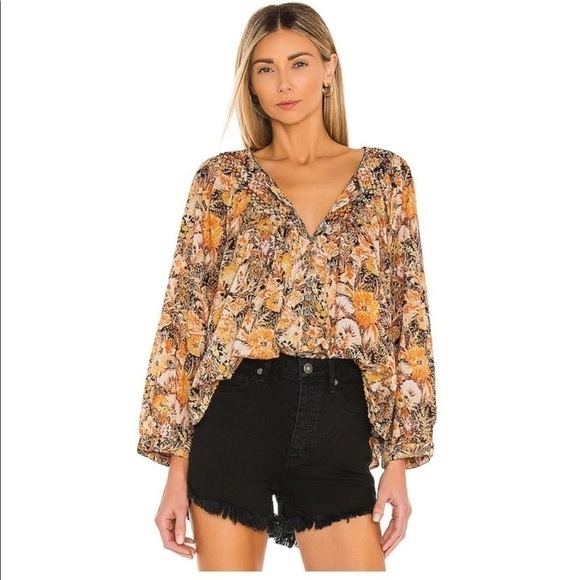 Free People Tops - Free People Cool Meadow Printed Top in Midnight Combo Medium